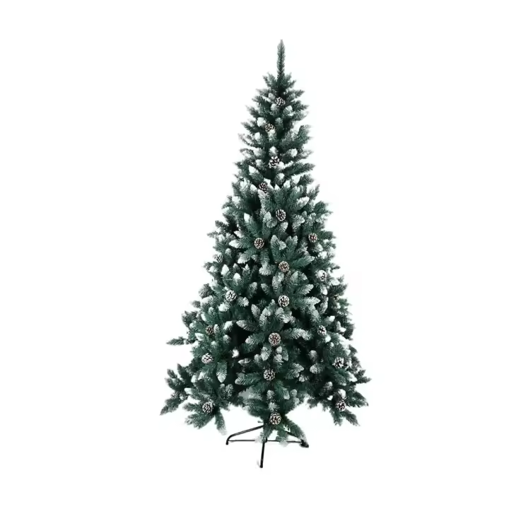 PLUS HOME Árbol de Navidad nevado Harry con base soporte metálica: 120 cm (330 puntas) con piña, 150 cm (480 puntas) con piña, 180 cm (820 puntas) con piña, 210 cm (1200 puntas) con piña. Diseño nevado, clásico, nuevo y fácil de montar. - 1