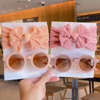 Juego De 2 Hijab Niñas Con Lazo Ancho De Algodón Y Gafas De Sol Accesorios Para Cabello Para Niñas Estilo Fashion - details 2