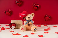 Oso De Balón Con Corazones De Amor Peluche Muñeco De Regalo Ornamento Para Día De San Valentín Relleno De Algodón PP Edad Recomendada 0-12 Años Unisex - details 2
