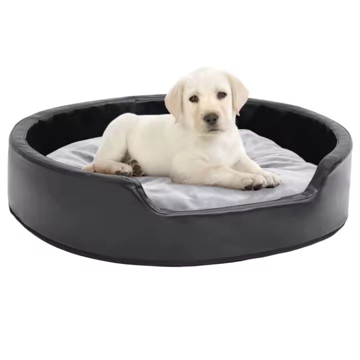 vidaXL Cama para Perros Felpa y Cuero Sintético 79x70x19 cm Mascotas Color Negro,  Gris, y mas - 1