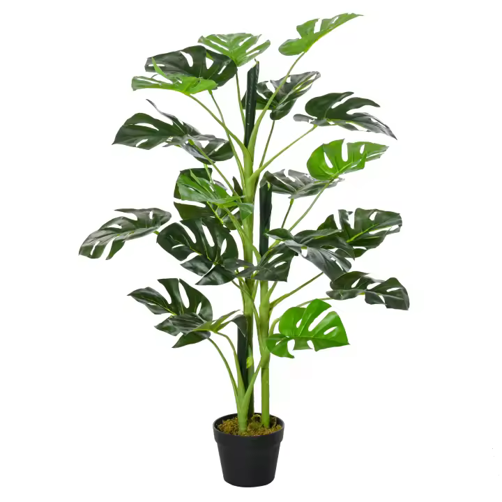 Outsunny Planta Artificial Monstera con Maceta Árbol Tropical Sintético con 21 Hojas y para Casa Oficna Ø16x100 cm Verde - 1