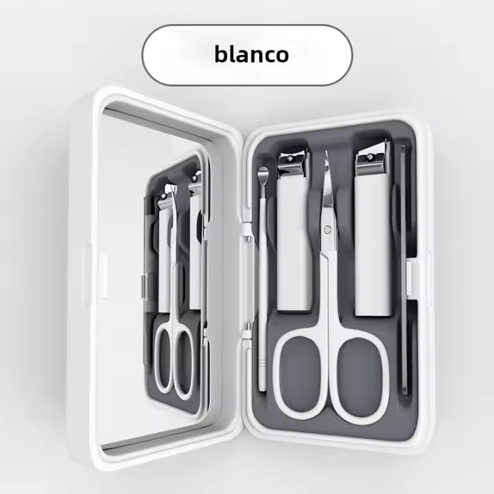 Juego De Tijeras De Uñas De Acero Inoxidable 5 En 1 Con Espejo Trimmer Pedicura Cuidado De Oídos Y Fichado Herramientas Profesionales De Belleza - 1