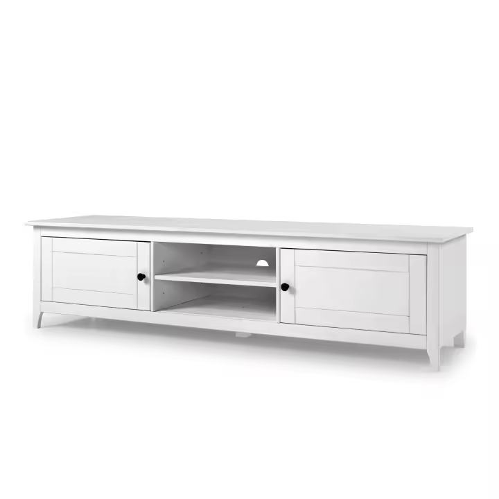 Buyqualia Mesa TV OSMA, 2 Puertas 2 Huecos, 45x180x35, Blanco Abierto (Grande) - 1