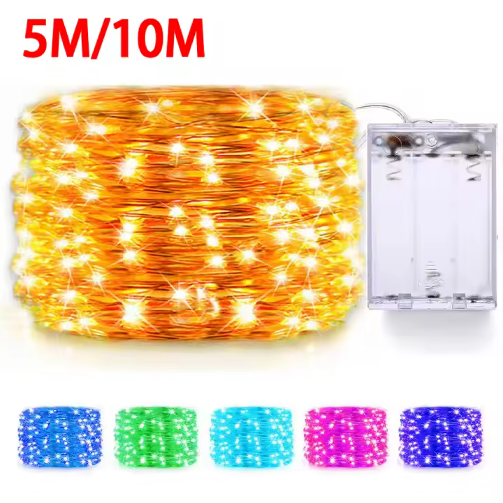 Luces De Cadena LED Con Cable De Cobre 10M 2M 5M Para Adornos Navideños Bodas Y Fiestas Decoración De Árbol De Navidad Guirnalda De Luces Fairy - 1