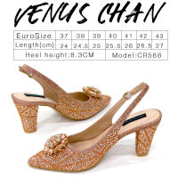Sandalias De Fiesta Verdes Con Zapatos De Tacón Alto Y Bolso De Venus Chan Estilo INS Punta Redonda Brillante Elegantes Para Mujer - details 14