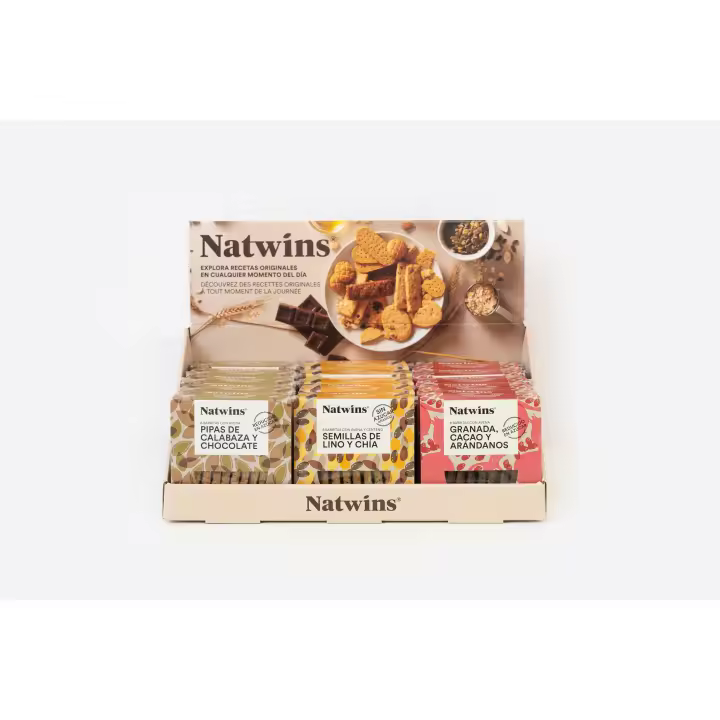 Barritas de avena con en 3 sabores: PIPAS DE CALABAZA Y CHOCO, SEMILLAS DE LINO Y CHIA y GRANADA, CACAO Y ARÁNDANOS - 1