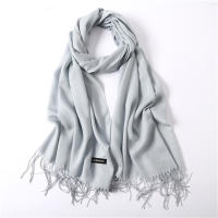 Bufanda De Moda Para Mujer En Color Sólido Invierno Hijab Trenzas Largas Chal De Mujer Pashmina De Lana Acrílico Envoltura Echarpe - details 9