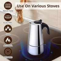 Cafetera italiana Espresso, Cafetera moca para Induccion y totas las placas de cocina, Cafetera italiana de acero inoxidable , Cafetera espresso 9 tazas 450 ml – acero inoxidable italiano moka para uso doméstico, oficina,Viajes - details 2