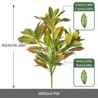 Arbol De Ficus Artificial Tropical Banyan Rama De Planta Falsa Codiaeum Hojas Verdes De Plástico Para Decoración De Jardín Y Hogar Tamaño 24-41cm - details 6
