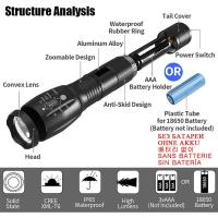 Linterna LED Potente Y Ultra Brillante Para Camping Con 5 Modos De Interruptor Impermeable Y Zoom Ajustable Para Bicicleta Uso Con Batería 18650 - details 2