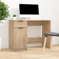 vidaXL Escritorio de madera contrachapada 100x50x75 cm en color Blanco/Marrón roble/Roble Sonoma y más | estructura resistente ideal para salón dormitorio o estudio - details 2