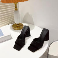 Zapatillas De Mujer Eilyken Verano Con Tacón Alto Y Diamantes Triangulares Zapatos De Baile Modernos De PU Para Fiestas - details 10