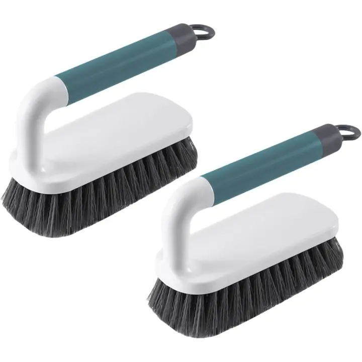 Paquete de 2 cepillos para fregar, resistentes y con mango (verdes) - 1