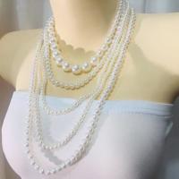 Collar De Perlas Imitación Multicapa Para Mujer Joyería De Lujo Moda Collar De Cadenas Redondo Plástico Calidad Alta Fiesta - details 1