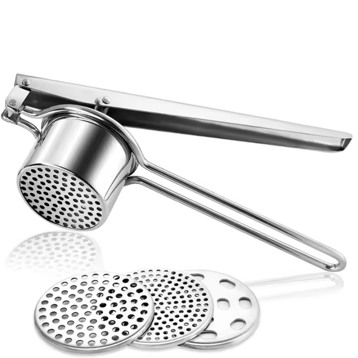 LMETJMA Rallador De Papas De Acero Inoxidable Con 3 Discos Interchangeables Y Squeezer De Limón Manual Herramienta Para Frutas Y Verduras KC0442 - 1