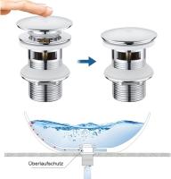 Desagüe para lavabos y lavabos con rebosadero, Conexión roscada de 1 1/4 ", Desagüe cromo con Protección anti-rebosadero - details 1