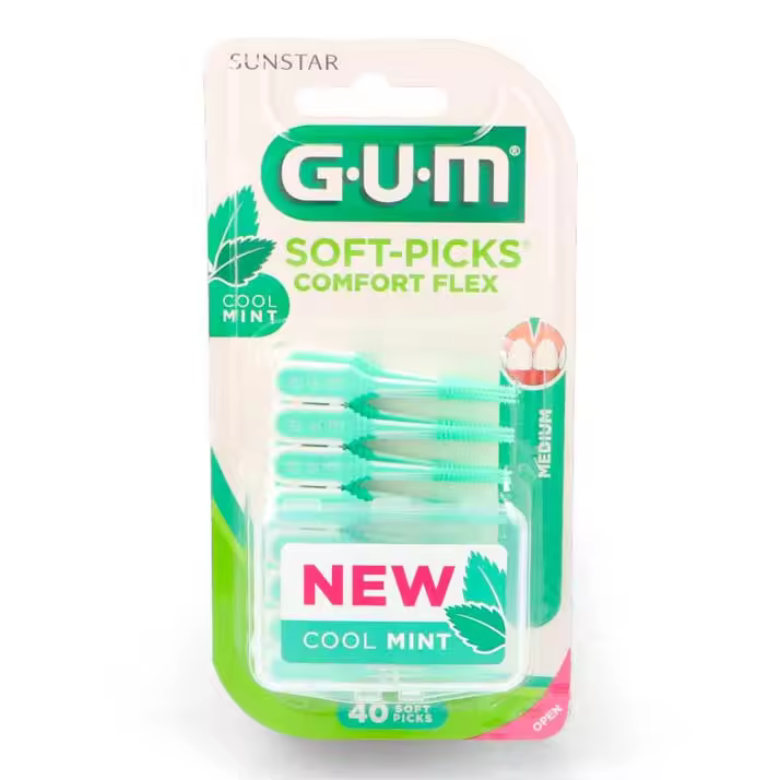 Gum Soft Picks Comfort Flex Menta 40 Uds - Cepillos Interdentales Suaves y Confortables - 1