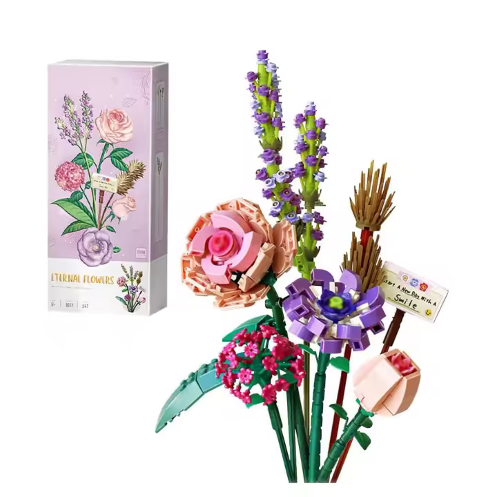 Juego de mini bloques de construcción, ramo de flores, modelo de plantas, diseño creativo de flores artificiales, colección botánica, construcción de ladrillos, juguete para niños y adultos,de 547pcs - 1