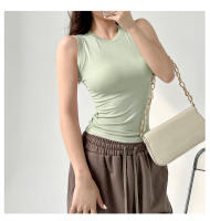 AOSSVIAO Top De Mujer De Algodón 99% Estilo Casual Basic Verano Sin Mangas Cuello Redondo Verde Blanco Negro Tank Top - details 20