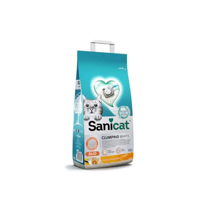 Sanicat Clumpling White Duo Arena Para Gatos Aroma Vainilla Y Mandarina 10 L - 1
