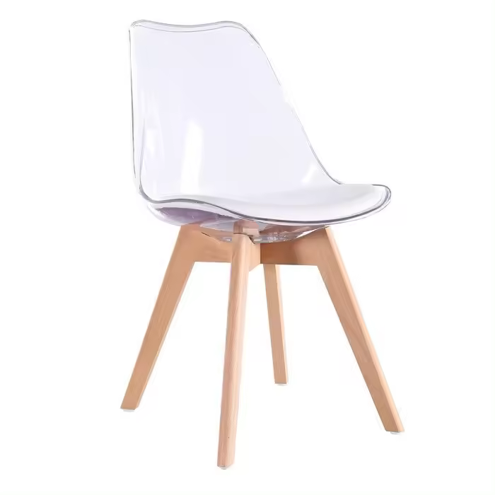 Silla TORRE 4P, madera, transparente, cojín blanco - 1