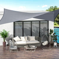 Outsunny Toldo Vela de Sombra Rectangular 4x6 m Toldo de Terraza de HDPE con Anillo de Acero Inoxidable y Cuerdas para Jardín Patio Gris - details 1
