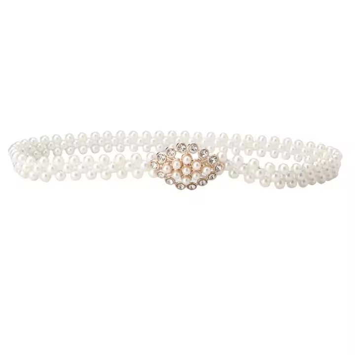 Cinturón decorativo de perlas para mujer - Estilo coreano con strass, ajustable para vestidos y looks dulces - 1