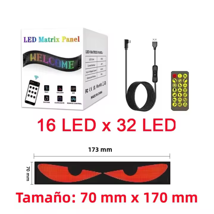 Pantalla LED Portátil Para Coche Con Control Bluetooth App Animación Matriz LED Flexible Iluminación LED Para Vehículos - 1