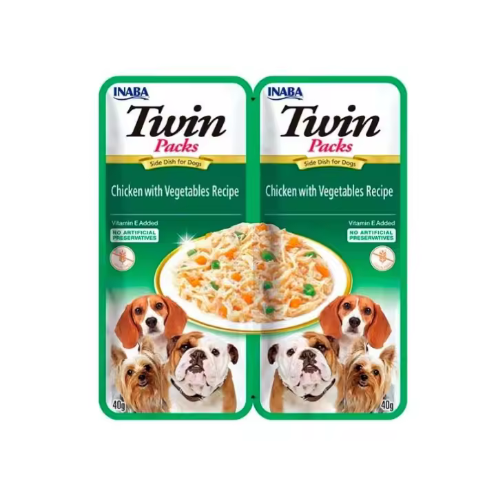 Churu twins Snack para Perros Pack 6 Unidades de 80g (Blister con 2uds) (480G) Recompensa Ideal para el Entrenamiento canino. Bajo en calorías - Inaba - 1