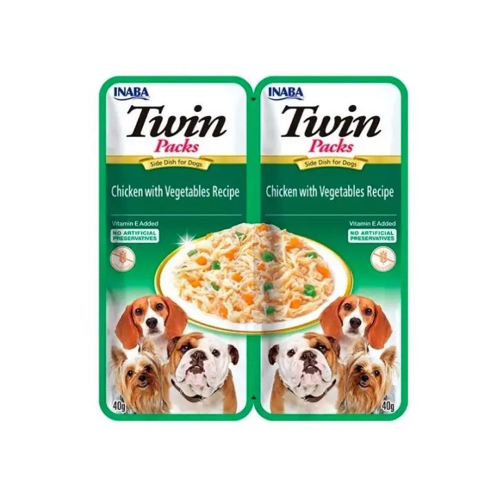 Churu twins Snack para Perros Pack 6 Unidades de 80g (Blister con 2uds) (480G) Recompensa Ideal para el Entrenamiento canino. Bajo en calorías - Inaba - 1