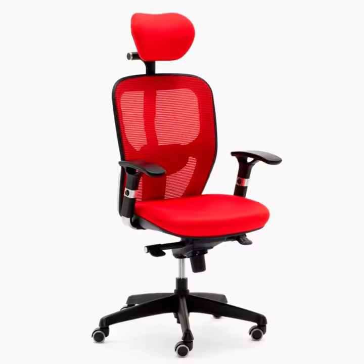 Silla Ergonómica Boston con cabezal rojo de Euromof - 1