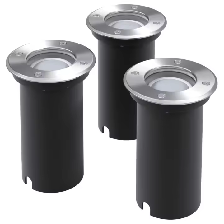 vidaXL Focos LED Empotrables de Suelo para Exteriores Plateados (3 unidades) Cantidad de bombillas Cuadrado, Circular - 1