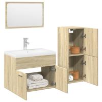 vidaXL Set de muebles de baño 3 pzas madera contrachapada en color Roble Sonoma/Gris hormigón | almacenamiento funcional diseño moderno para baño dormitorio sala - details 0