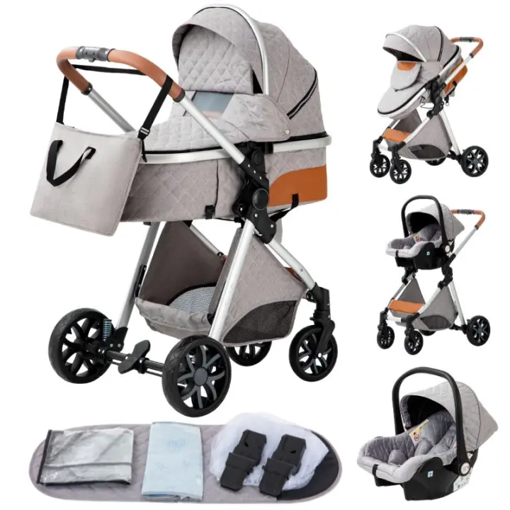 EU Children Store - Cochecito de bebé multifuncional, cochecito de bebé 3 en 1, asiento de seguridad, computadora portátil, estándar de la ue, fácil de doblar, entrega gratuita, gran comodidad en el espacio de accesorios para bebés - 1