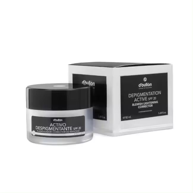 Activo facial despigmentante SPF 20 - 50 ml - d´bullón by VALQUER LABORATORIOS - Activo facial despigmentante, con protección solar SPF 20. Indicado para pieles con hiperpigmentación, este producto es blanqueador y corrector de manchas y contrastes. - 1