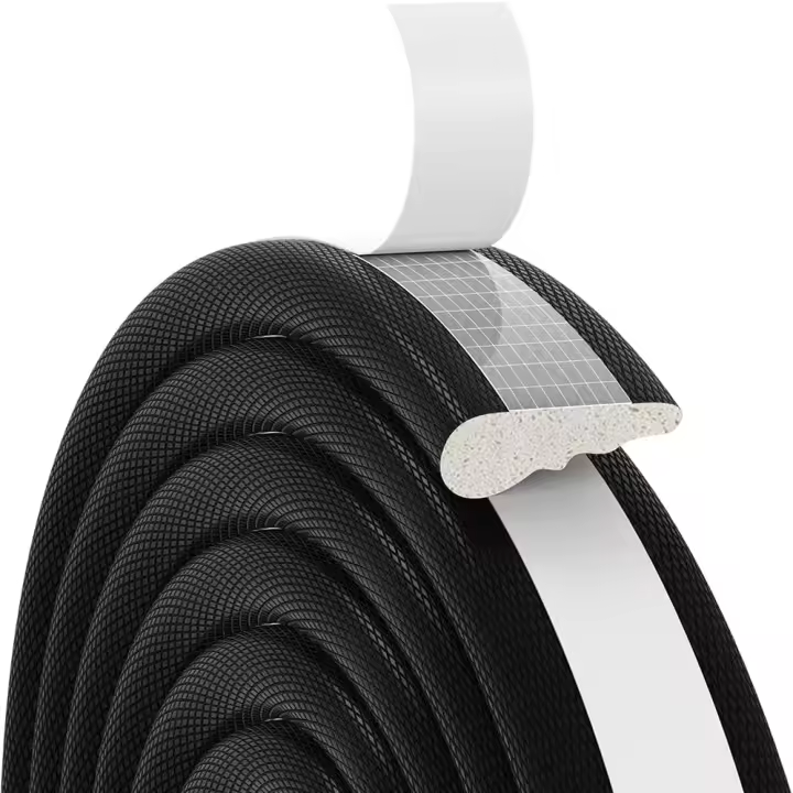 Burleta de Espuma Adhesiva 3M para Puertas y Ventanas, Tira de Goma antibolpes, Burleta de PVC para Marcos de Puertas, aislamiento Acústico y Térmico, para Puertas de entrada y Ventanas (Negro) - 1
