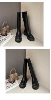 Botas De Mujer Invierno 2021 Nuevas Botas De Caballero Con Lona De Piel Artificial Y Forro De Algodón Terciopelo Modernas Suela De Goma Tacón Cuadrado Altura Media - details 20