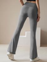 Nuevos Pantalones De Yoga Para Mujer Con Pierna Ancha Cintura Alta Levanta Glúteos Leggings Deportivos Flares Casuales Running Sueltos Con Banda Al Final - details 5