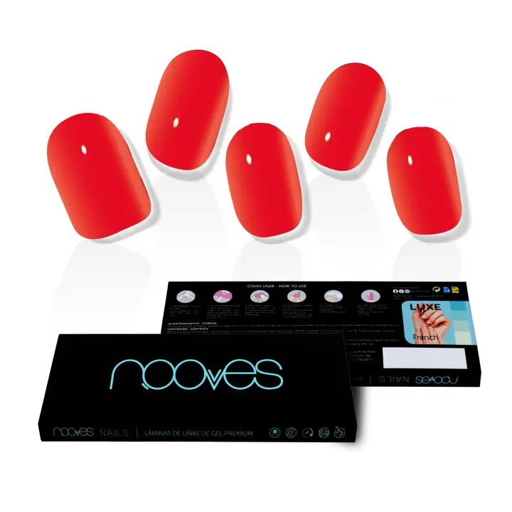 NOOVES NAILS Láminas de Uñas de Gel Precurado Premium - Crimson Red - Rojo  Tiras De Uñas De Gel Semicurado Pegatinas Uñas Semipermanente en Gel Gel Nail stickers Uñas de gel Pegatinas - 1