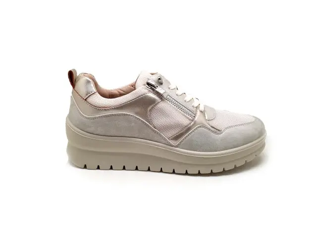 Ballery Sneaker Mujer Beige Plata Platino | Máxima Comodidad - 1