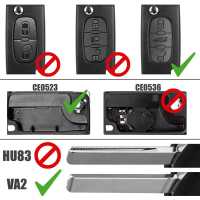 Ociodual Carcasa Llave Mando de 3 Botones Maletero CE0523 VA2 para Peugeot 206 207 306 307 308 407 607 806, Citroen C2 C3 C4 C5 C6 - details 2