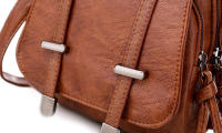 Bolso De Hombro Pequeño Para Mujer En Cuero PU Suave Vintage Moda Cruzado Bolso De Mano Para Teléfono Móvil Con Cierre De Cremallera - details 24