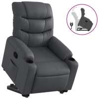 vidaXL Sillón reclinable elevable cuero artificial Negro, Crema, Marrón Sillon Dormitorio Sillon Comodos Silla Relax Sillón Sofá - details 2