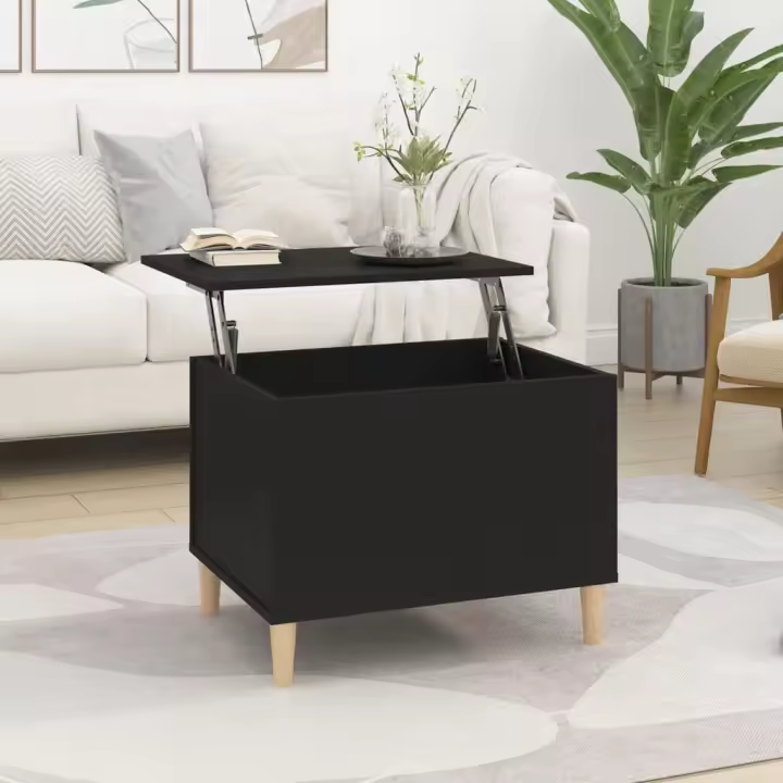 vidaXL Mesa de centro madera contrachapada negro 60x44,5x45 cm - 1