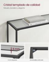Mesa Consola con Tablero de Vidrio Templado y Patas Ajustables - Mesa de Entrada o Extremo del Sofá, Marco de Metal, Disponible en Dorado o Negro - details 11