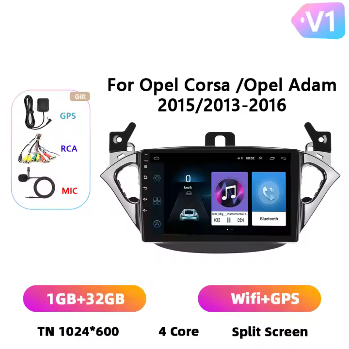 Podofo Radio de coche Android 2 Din para Opel Corsa 2015 Opel Adam 2013 2014 2015 2016 Carplay 8+128GB AI Voice WIFI+4G DSP GPS Navegación Multimedia Reproductor de Video - 1