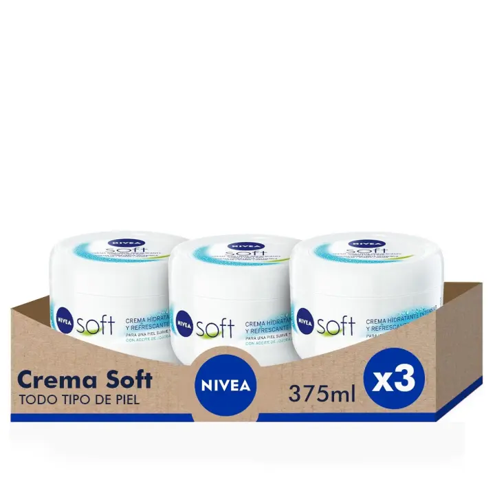 NIVEA Soft Crema Hidratante Multiuso 375ml - Pack ahorro de 3 unidades - 1