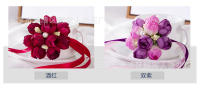 Corset De Rosa De Satén One Piece Con Flores Artificiales Para Bodas Y Fiestas Decoración De Mano Para Novia Y Damas Del Honor - details 3