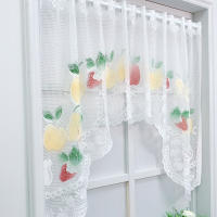 Cortina De Encaje Blanca Nórdica Con Patrón De Frutas Media Para Cocina Y Café Valance Para Ventana Pequeña Baño Estilo Pastoral - details 1