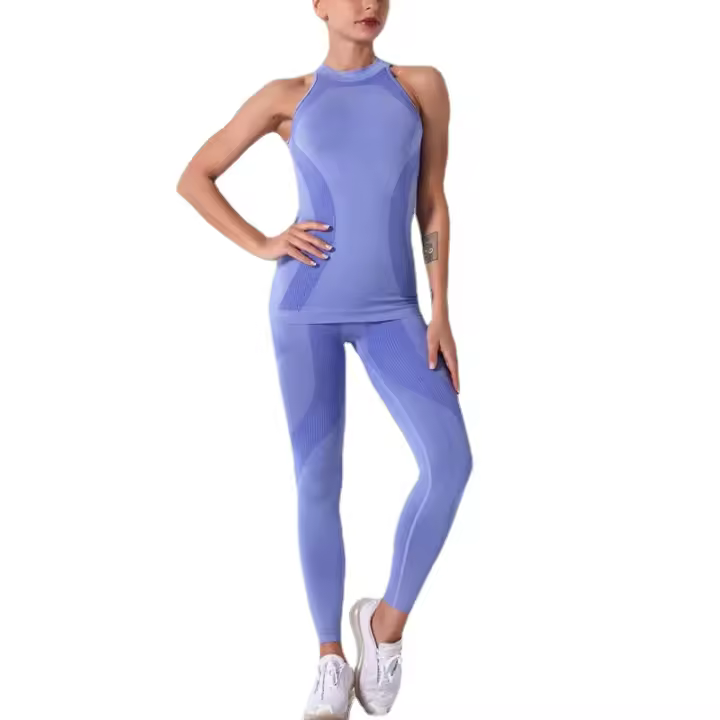 Women Yoga Set Long Sleeve Shirts+Long Pants Sportsuit For Women Casual Stripe Fitness Sport Suit Sportswear - 1